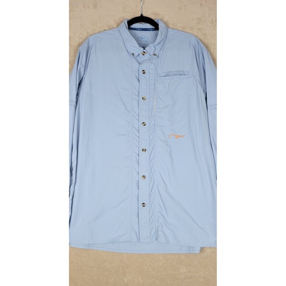 True Flies Men's Vented Fishing Shirt Long Sleeve Performance Utility Sz L Blue - Picture 1 of 16